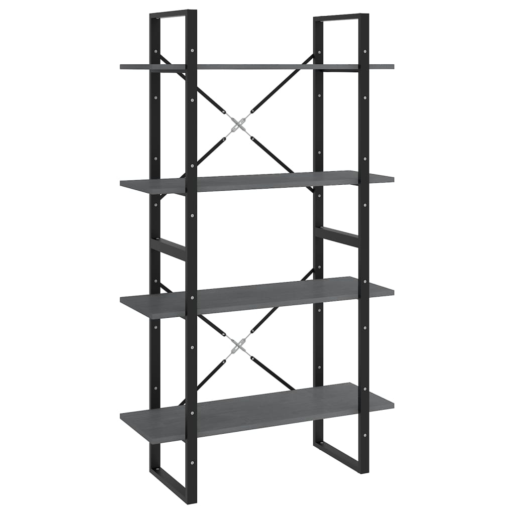 Bibliothèque à 4 niveaux Gris 80x30x140 cm Bois de pin massif - XIOS