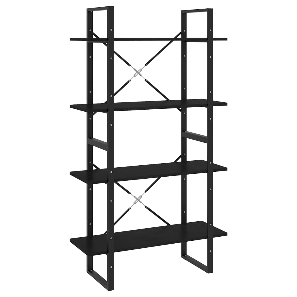 Bibliothèque à 4 niveaux Noir 80x30x140 cm Bois de pin massif - XIOS