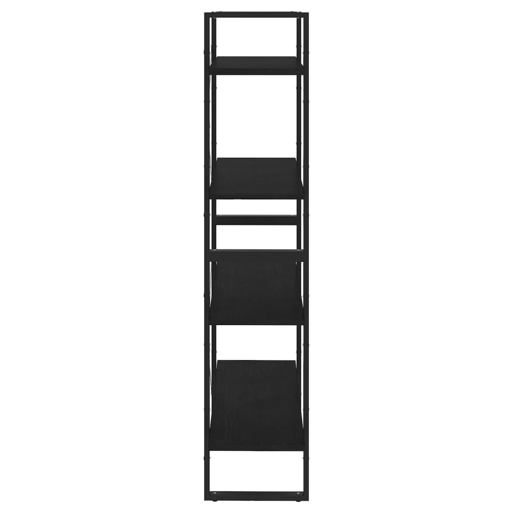Bibliothèque à 4 niveaux Noir 80x30x140 cm Bois de pin massif - XIOS