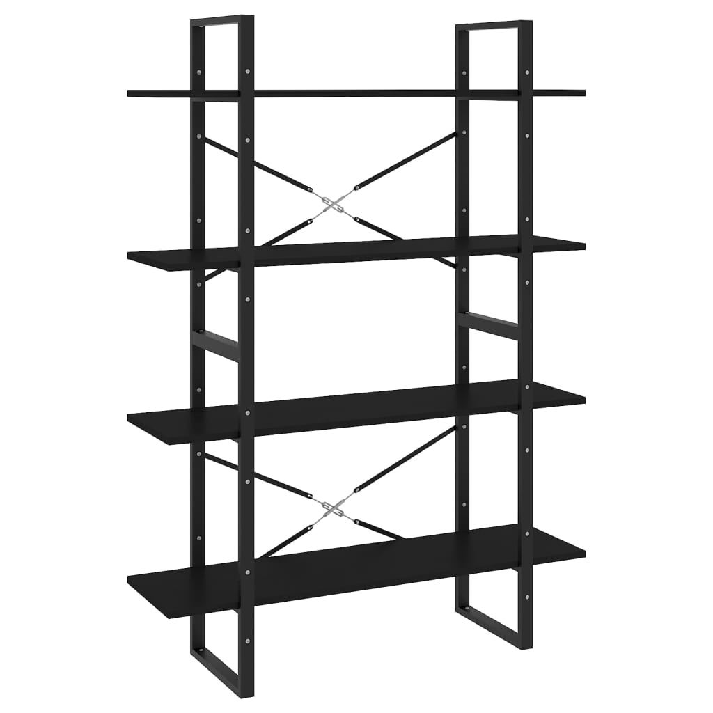 Bibliothèque à 4 niveaux noir 100x30x140 cm bois d'ingénierie - XIOS