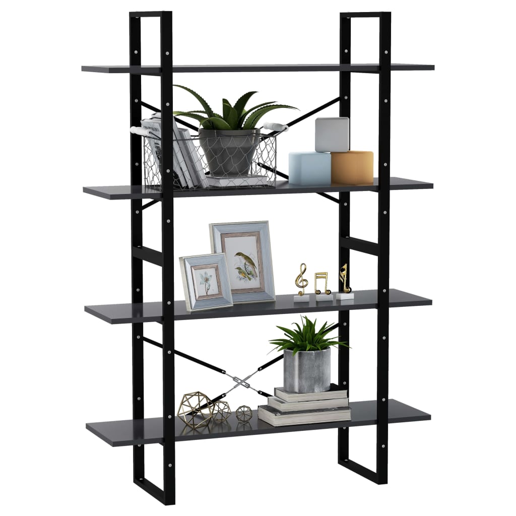 Bibliothèque à 4 niveaux gris 100x30x140 cm bois d'ingénierie - XIOS