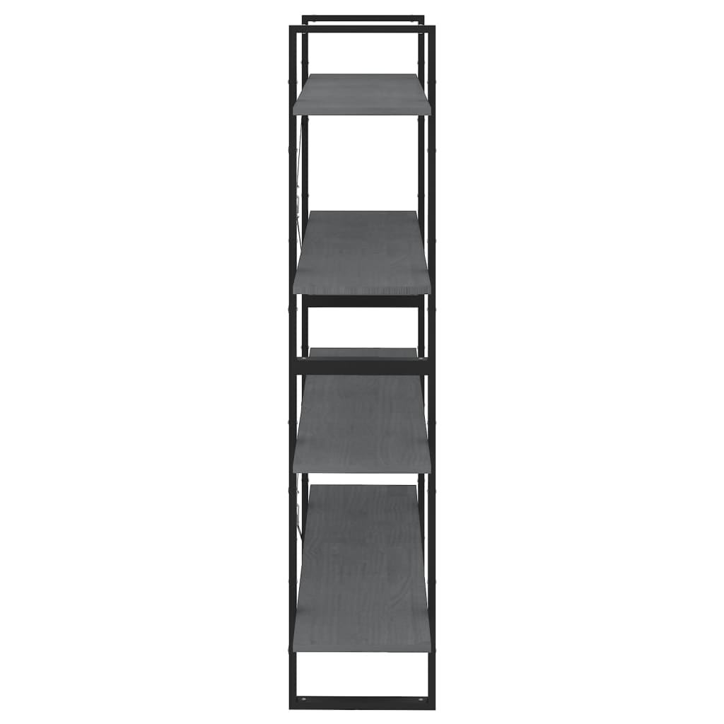 Bibliothèque à 4 niveaux Gris 100x30x140 cm Bois de pin massif - XIOS