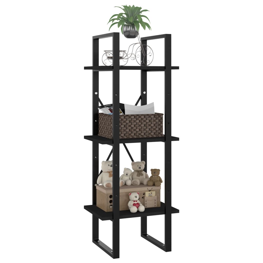 Bibliothèque à 3 niveaux noir 40x30x105 cm bois d'ingénierie - XIOS