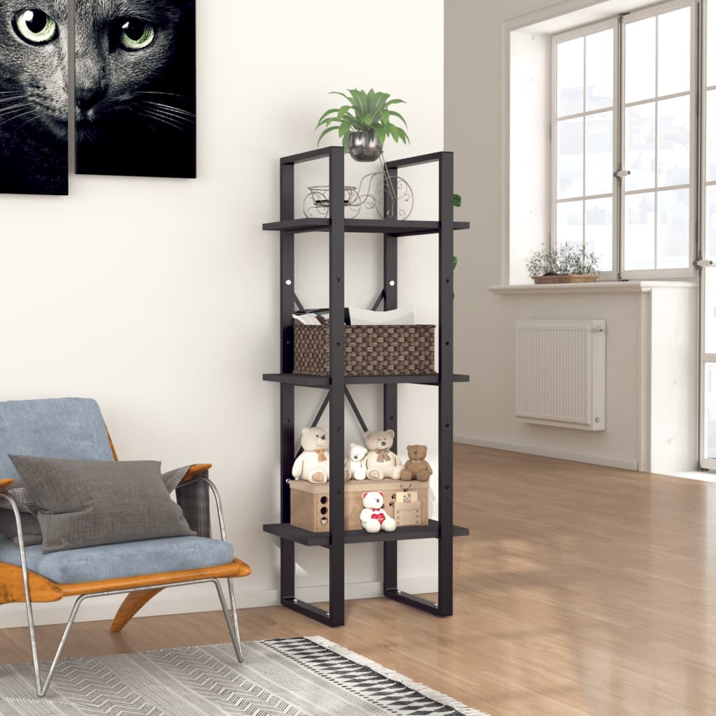 Bibliothèque à 3 niveaux gris 40x30x105 cm bois d'ingénierie - XIOS
