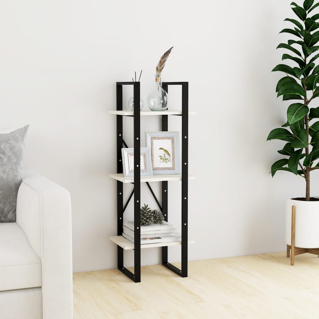 Bibliothèque à 3 niveaux Blanc 40x30x105 cm Bois de pin massif - XIOS