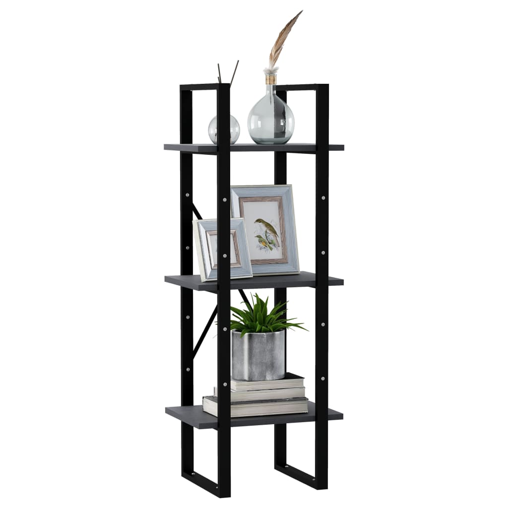 Bibliothèque à 3 niveaux Gris 40x30x105 cm Bois de pin massif - XIOS