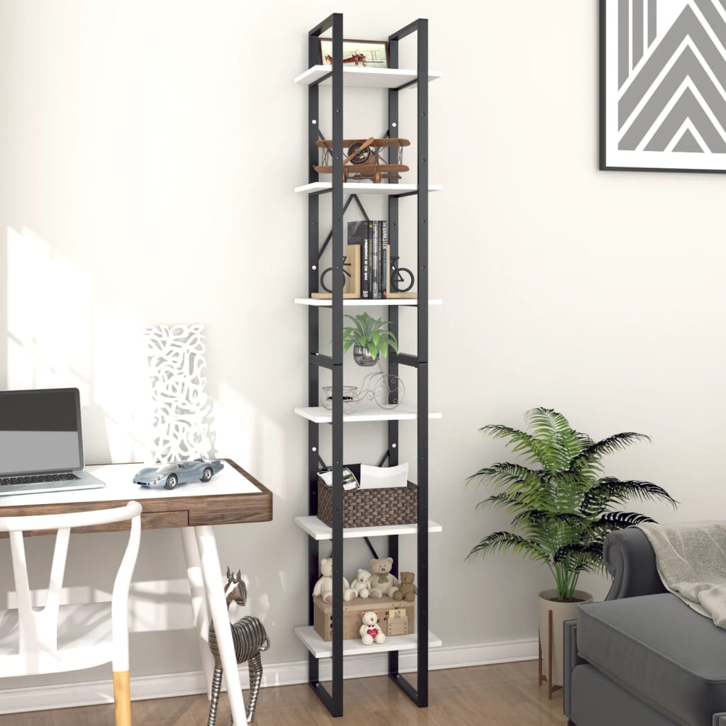 Bibliothèque à 6 niveaux blanc 40x30x210 cm bois ingénierie - XIOS