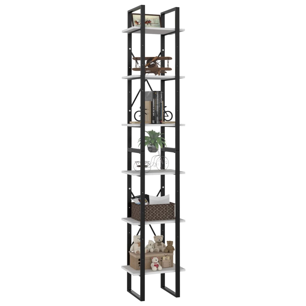 Bibliothèque à 6 niveaux blanc 40x30x210 cm bois ingénierie - XIOS
