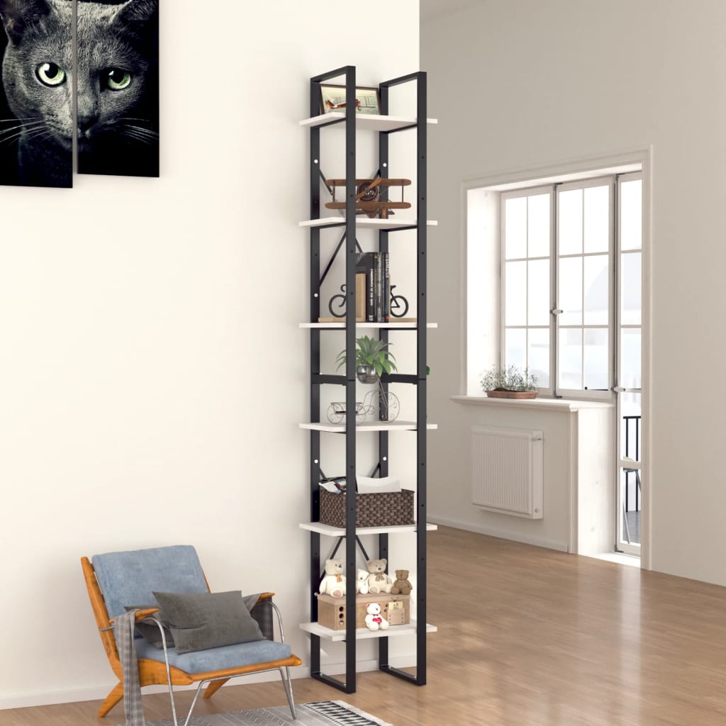 Bibliothèque à 6 niveaux blanc 40x30x210 cm bois ingénierie - XIOS