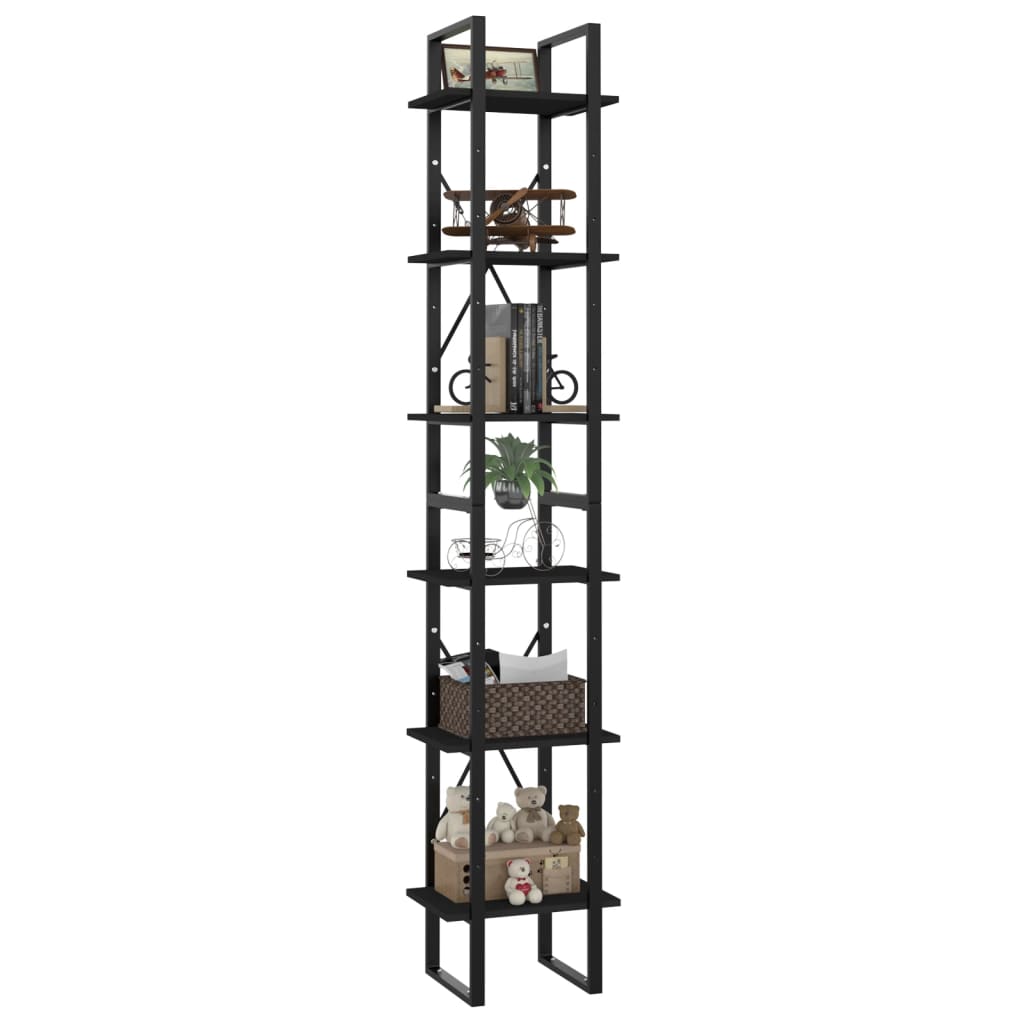 Bibliothèque à 6 niveaux noir 40x30x210 cm bois ingénierie - XIOS