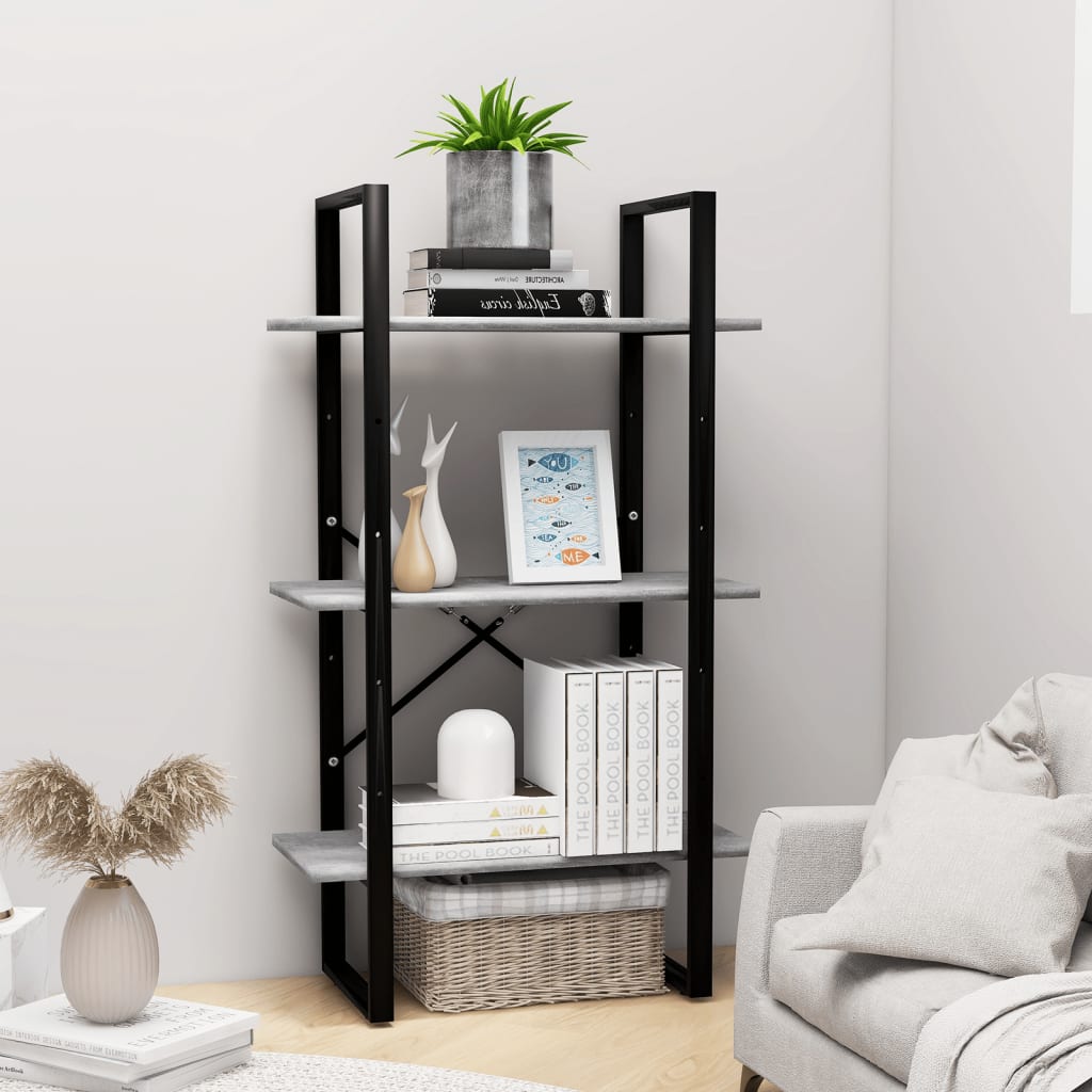 Étagère de rangement gris béton 60x30x105 cm bois d'ingénierie - XIOS