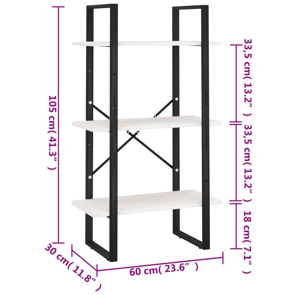 Étagère de rangement Blanc 60x30x105 cm Bois de pin massif - XIOS