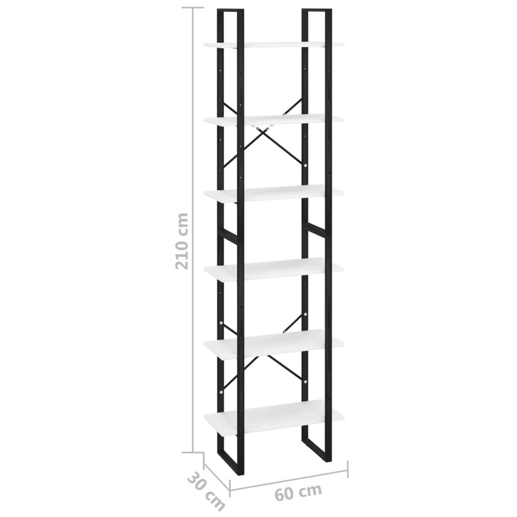 Étagère de rangement Blanc 60x30x210 cm Bois d'ingénierie Bibliothèques vidaXL