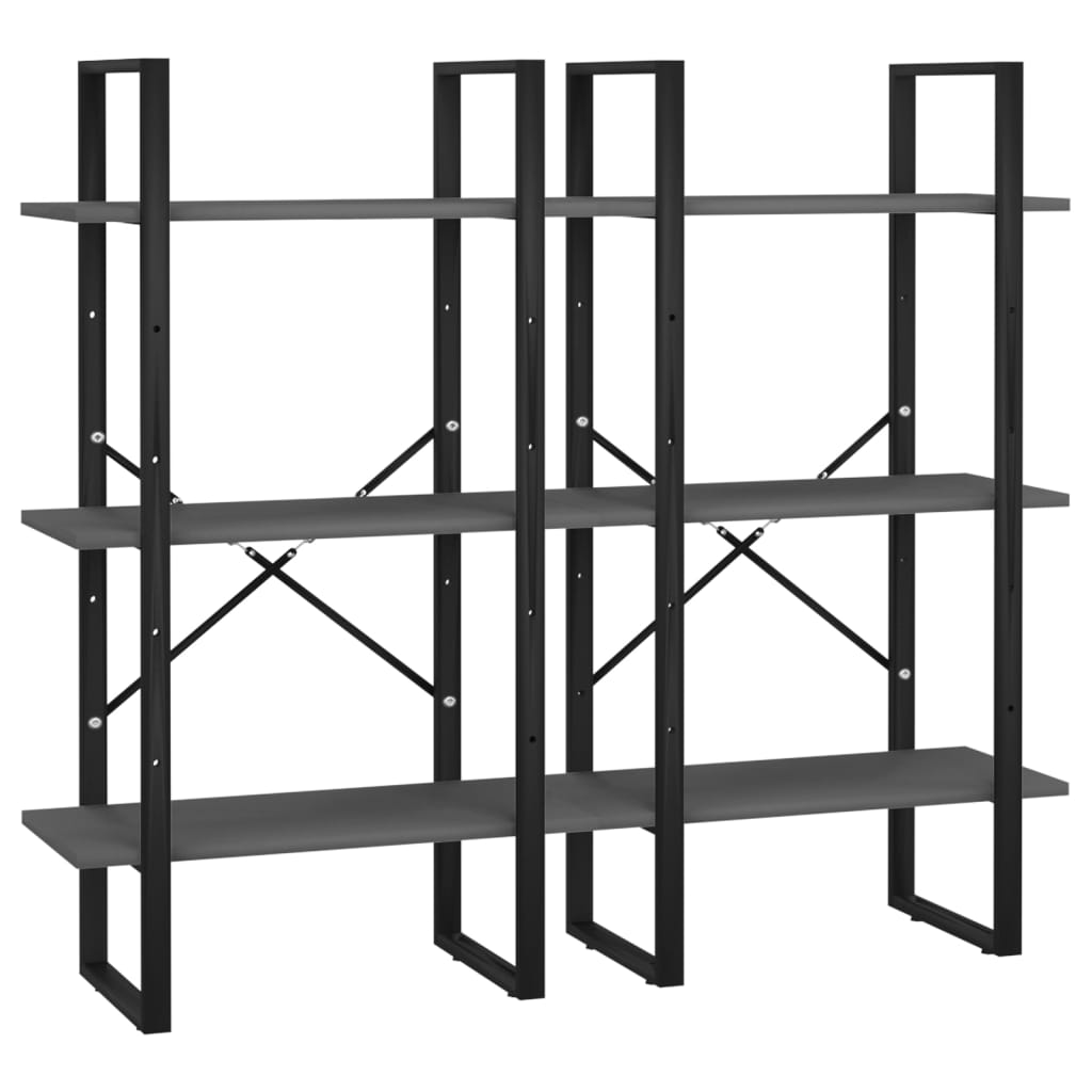Étagère de rangement Gris 60x30x210 cm Bois d'ingénierie Bibliothèques vidaXL