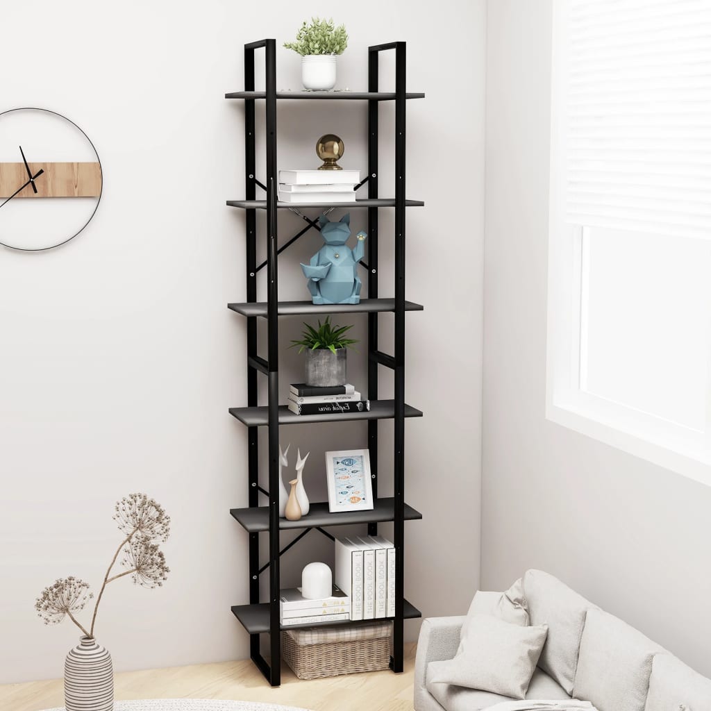 Étagère de rangement Gris 60x30x210 cm Bois d'ingénierie Bibliothèques vidaXL