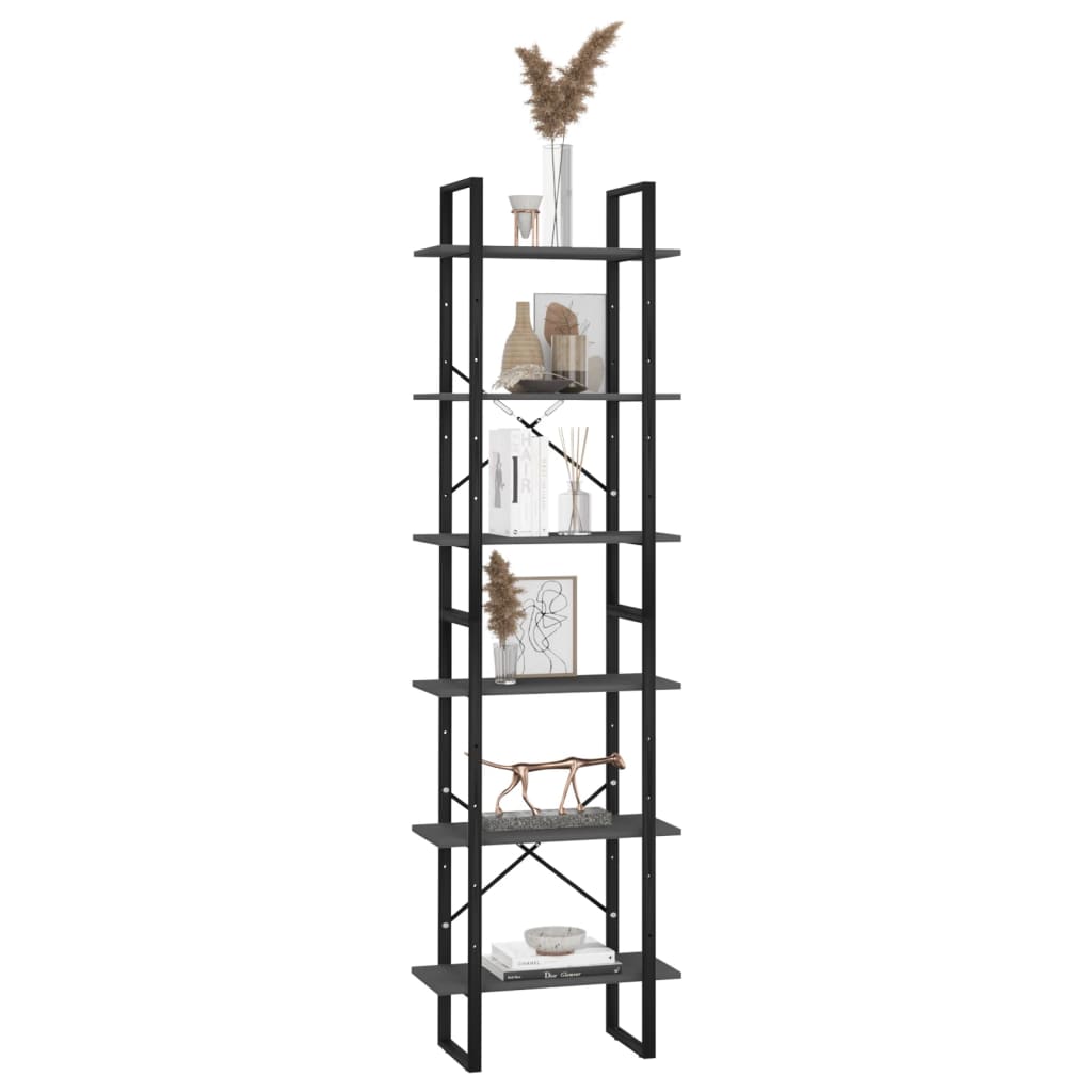 Étagère de rangement Gris 60x30x210 cm Bois d'ingénierie Bibliothèques vidaXL