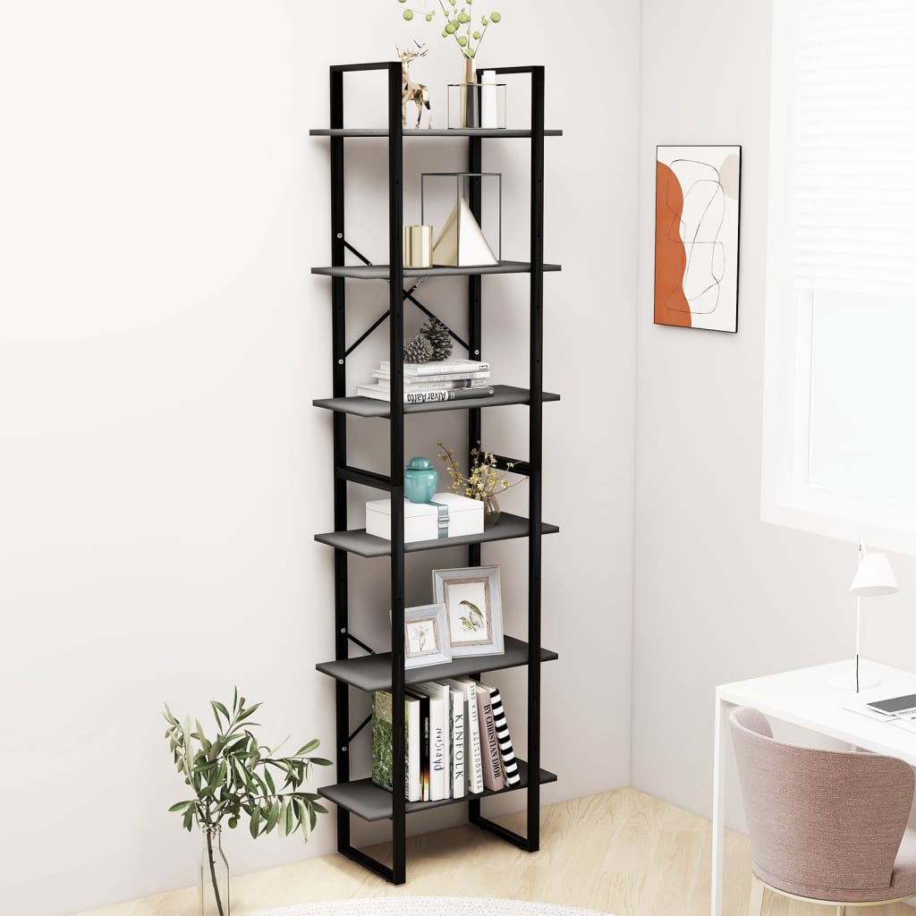 Étagère de rangement Gris 60x30x210 cm Bois d'ingénierie Bibliothèques vidaXL