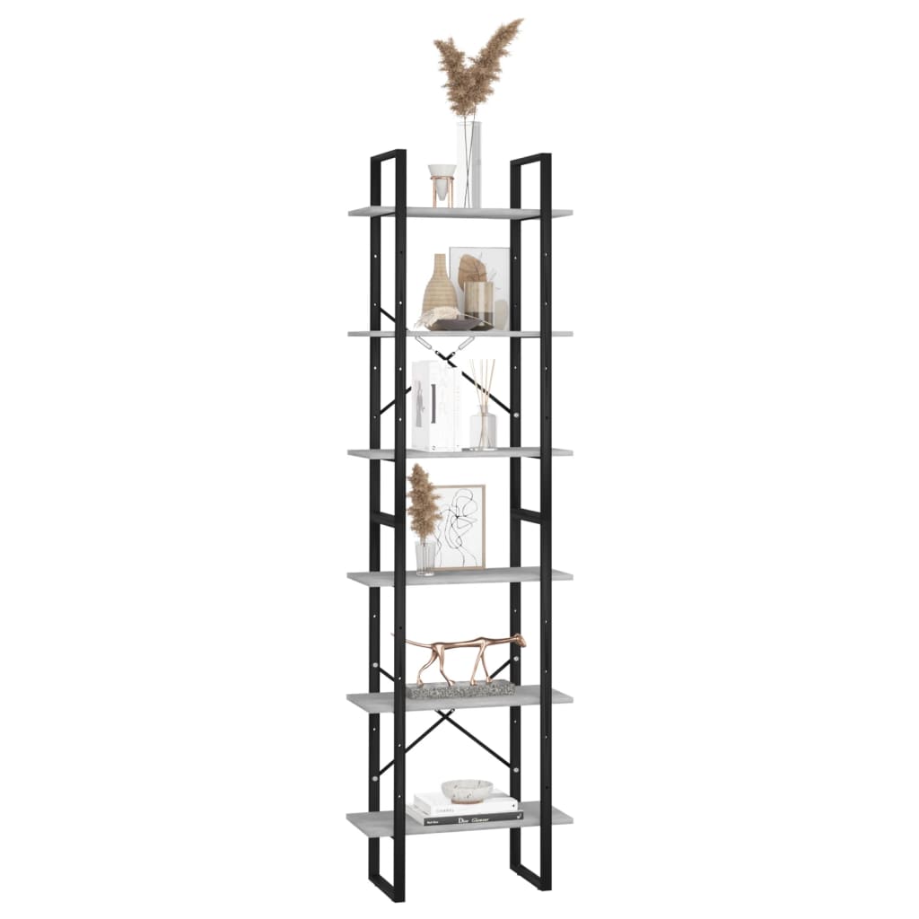 Étagère de rangement Gris béton 60x30x210 cm Bois d'ingénierie - XIOS