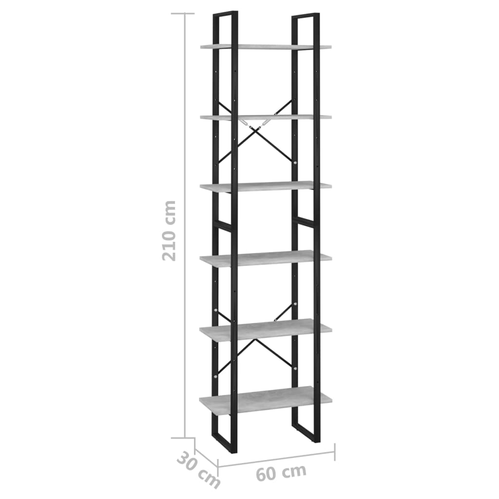 Étagère de rangement Gris béton 60x30x210 cm Bois d'ingénierie - XIOS
