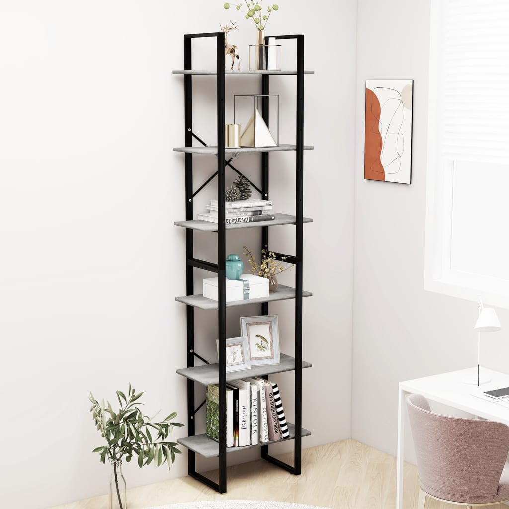 Étagère de rangement Gris béton 60x30x210 cm Bois d'ingénierie - XIOS
