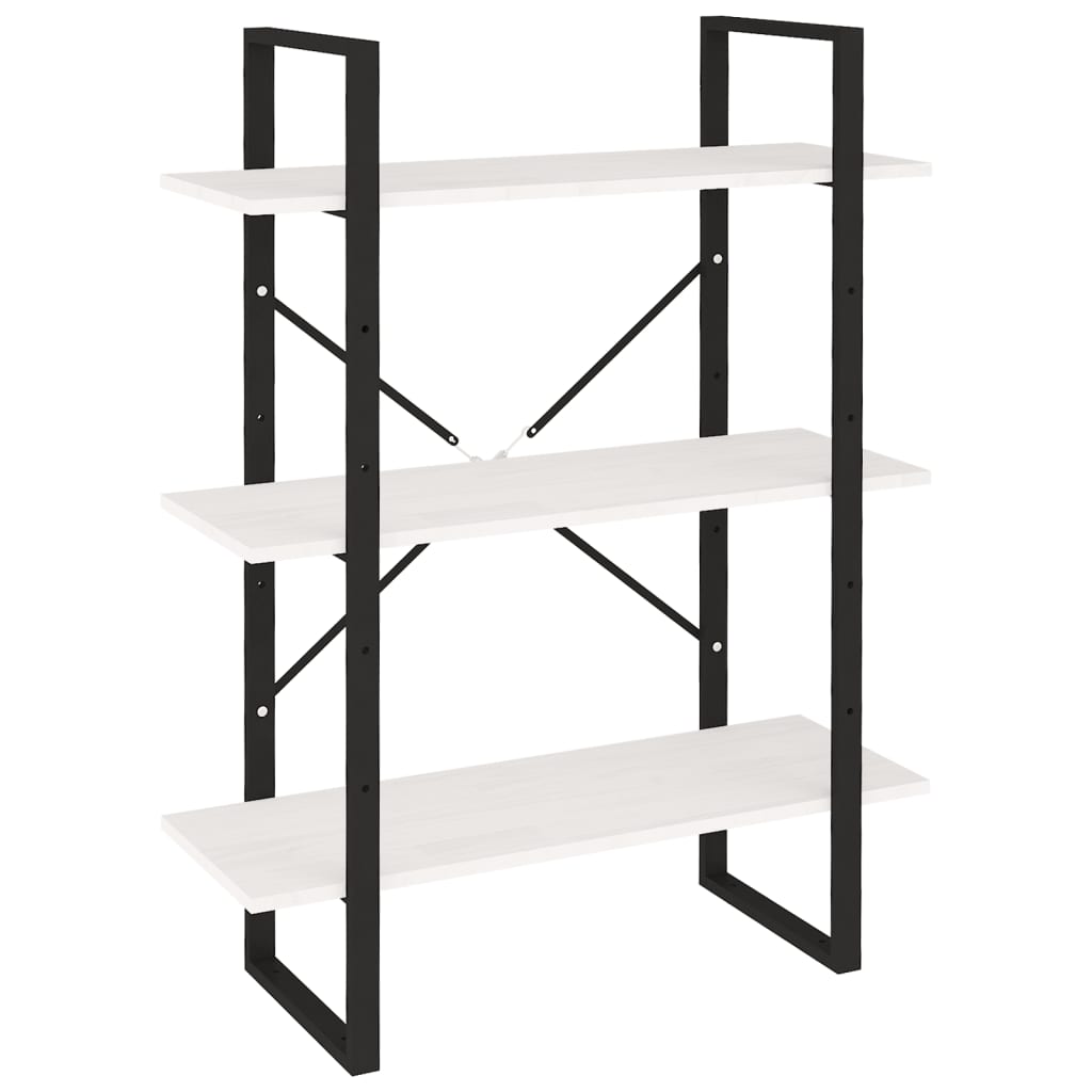 Bibliothèque à 3 niveaux Blanc 80x30x105 cm Bois de pin massif - XIOS