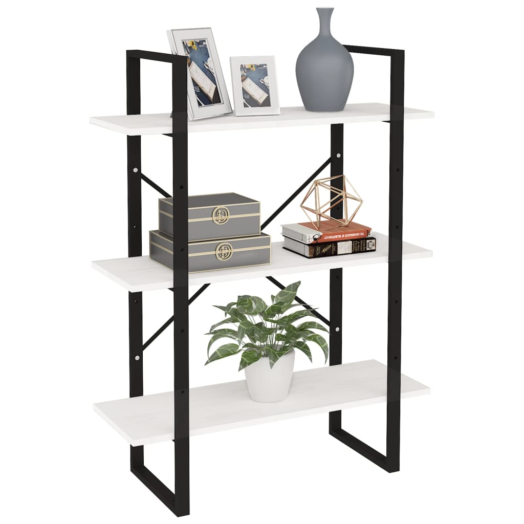 Bibliothèque à 3 niveaux Blanc 80x30x105 cm Bois de pin massif - XIOS