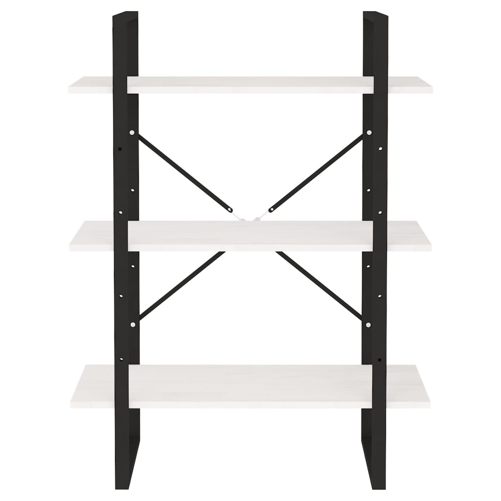 Bibliothèque à 3 niveaux Blanc 80x30x105 cm Bois de pin massif - XIOS