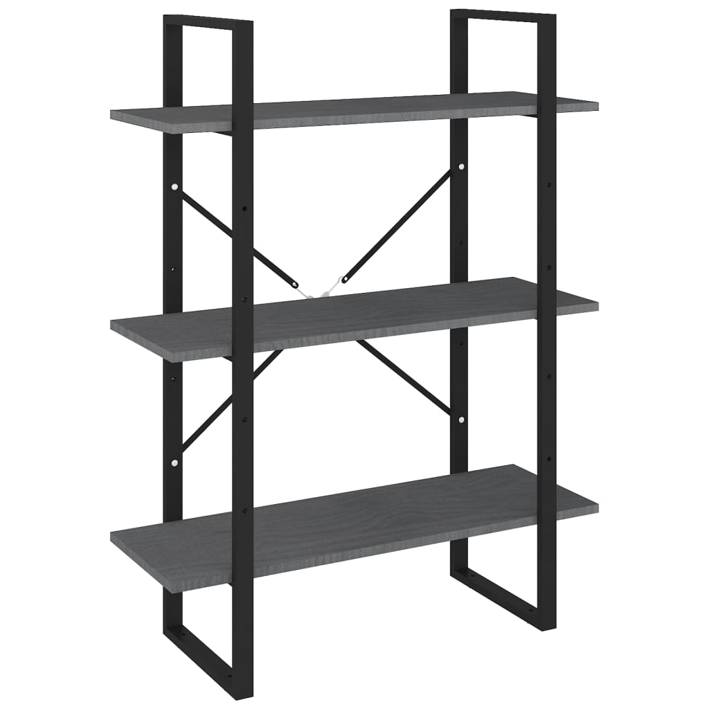 Bibliothèque à 3 niveaux Gris 80x30x105 cm Bois de pin massif - XIOS