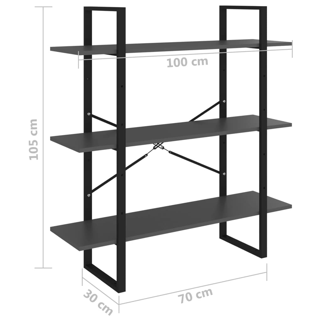 Bibliothèque gris 100x30x105 cm bois d’ingénierie - XIOS