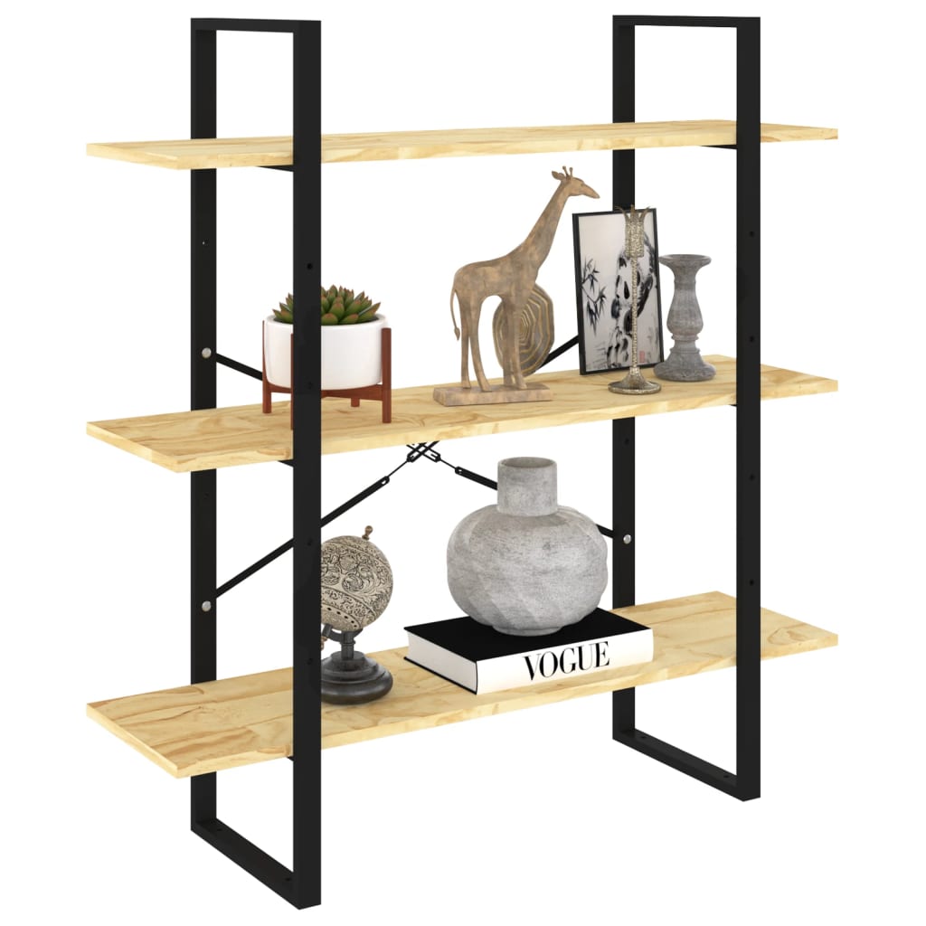 Bibliothèque à 3 niveaux 100x30x105 cm Bois de pin massif - XIOS