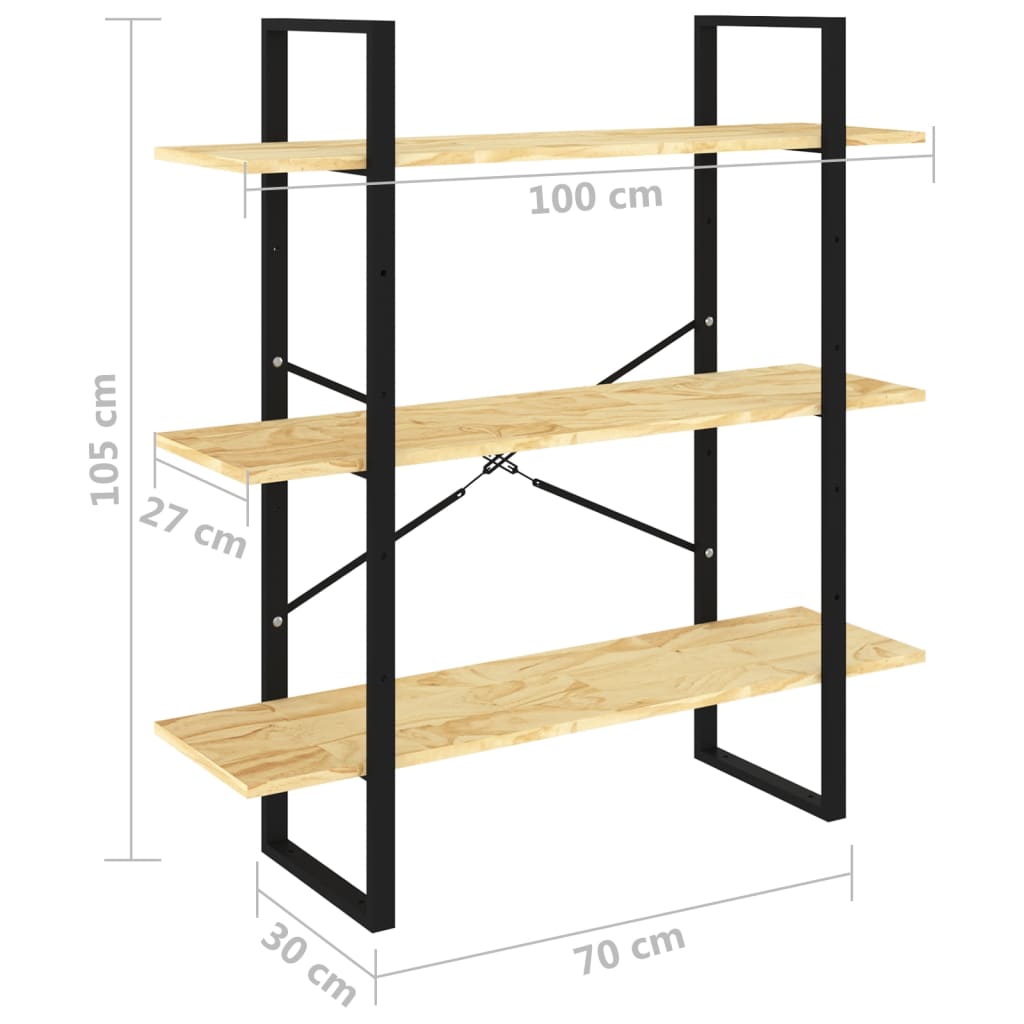 Bibliothèque à 3 niveaux 100x30x105 cm Bois de pin massif - XIOS