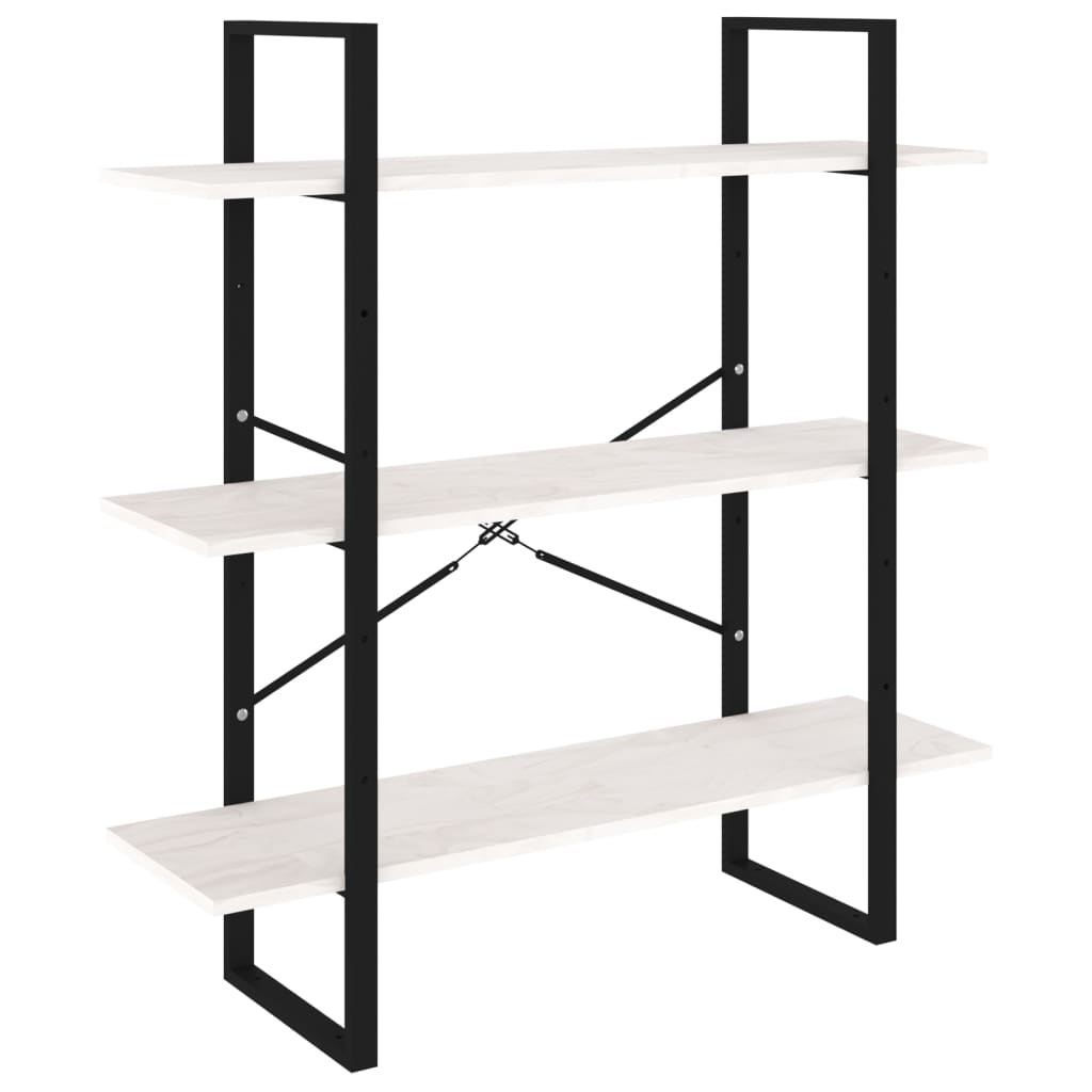 Bibliothèque à 3 niveaux Blanc 100x30x105 cm Bois de pin massif - XIOS