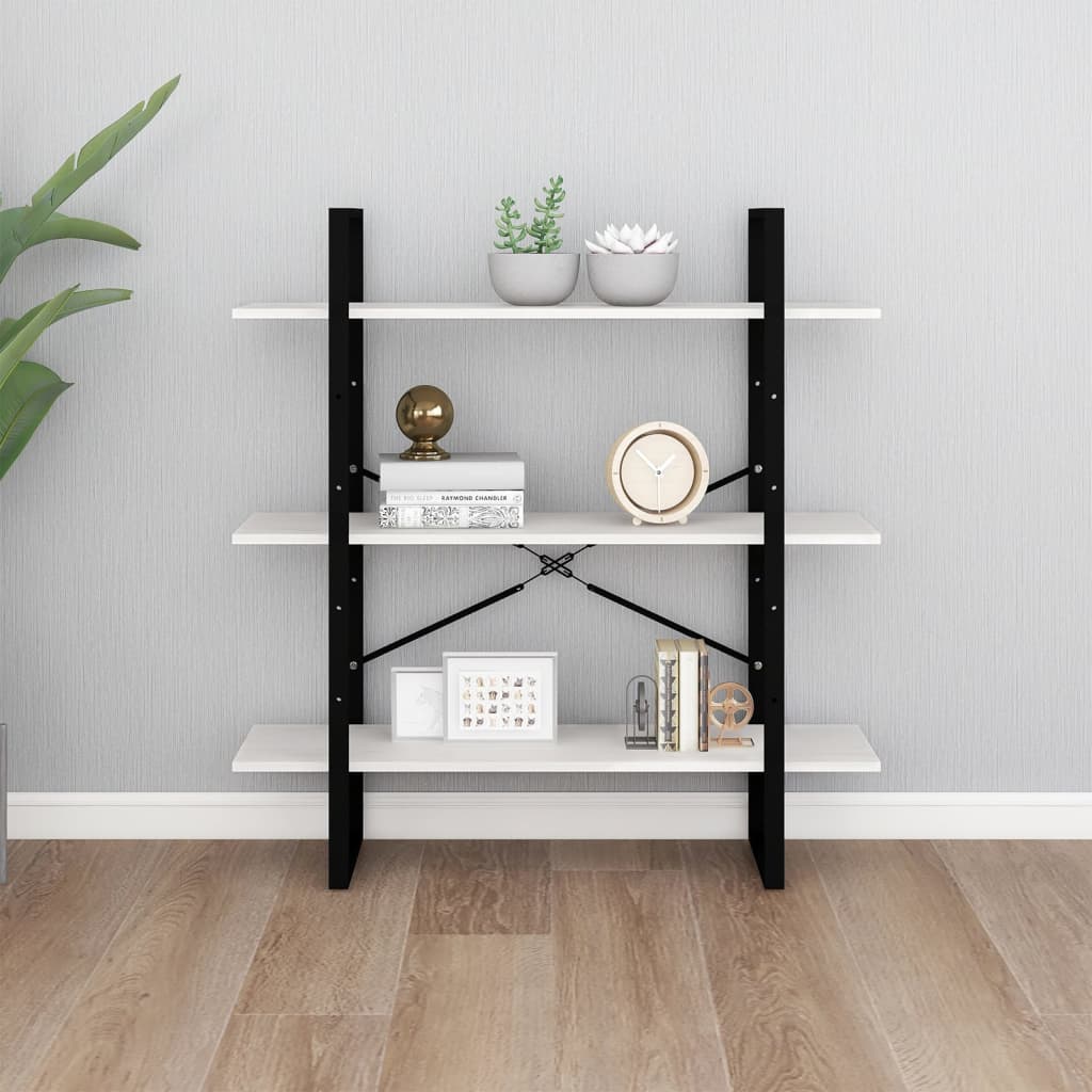 Bibliothèque à 3 niveaux Blanc 100x30x105 cm Bois de pin massif - XIOS