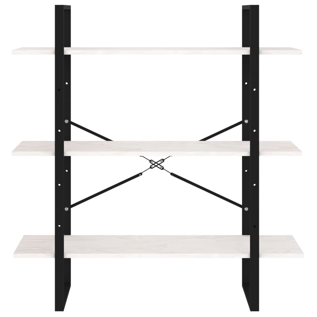 Bibliothèque à 3 niveaux Blanc 100x30x105 cm Bois de pin massif - XIOS