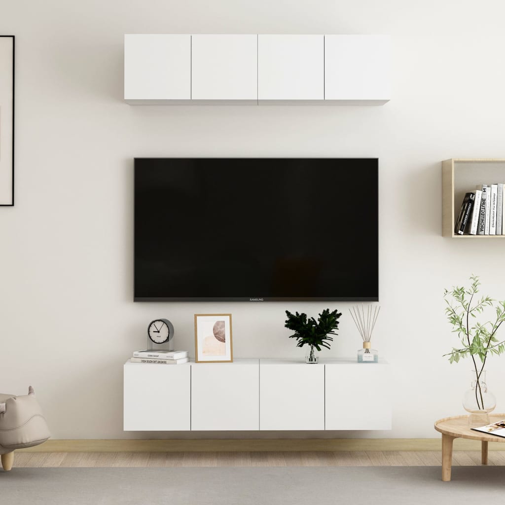 Meubles TV 4 pcs Blanc 60x30x30 cm Bois d'ingénierie - XIOS