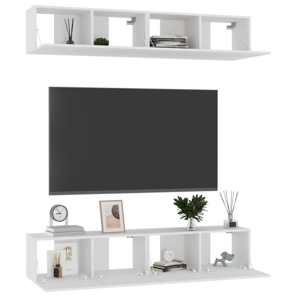 Meubles TV 4 pcs Blanc 80x30x30 cm Bois d'ingénierie - XIOS