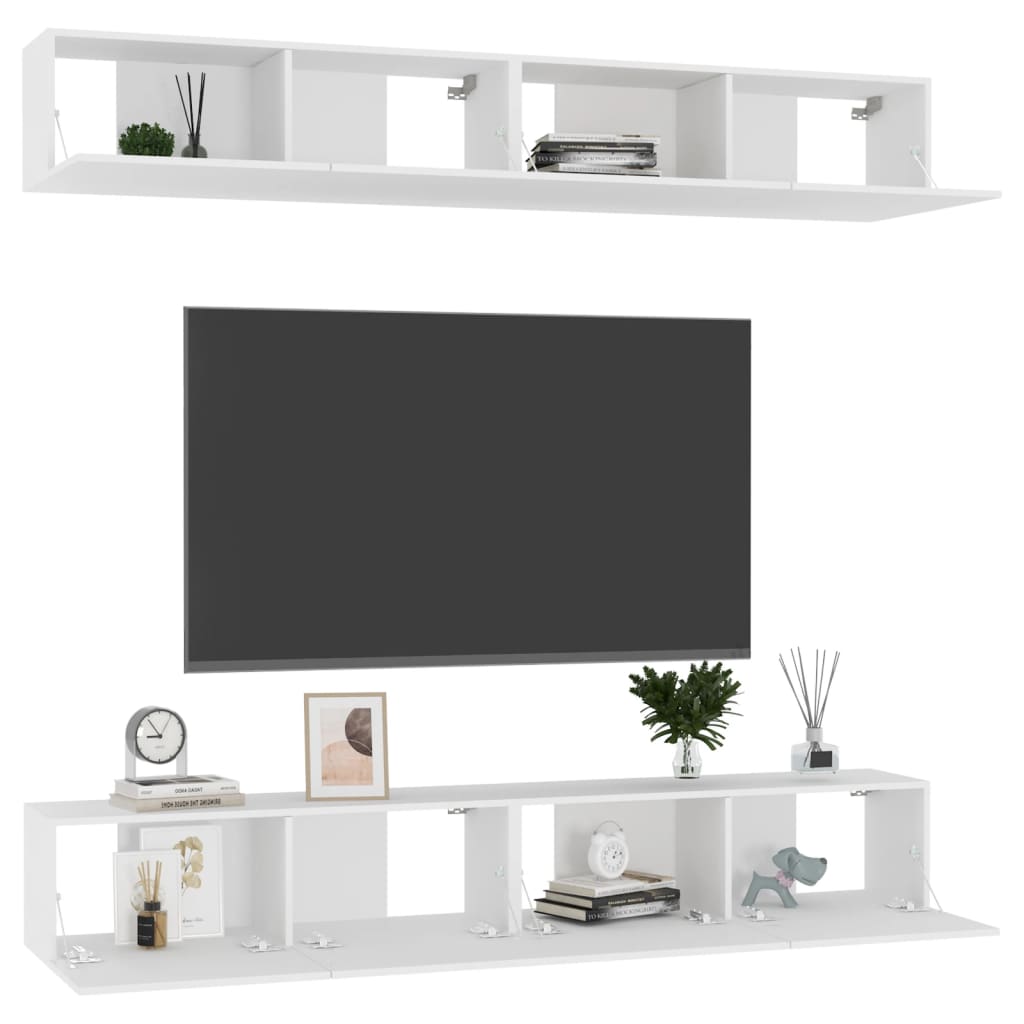 Meubles TV 4 pcs Blanc 100x30x30 cm Bois d'ingénierie - XIOS