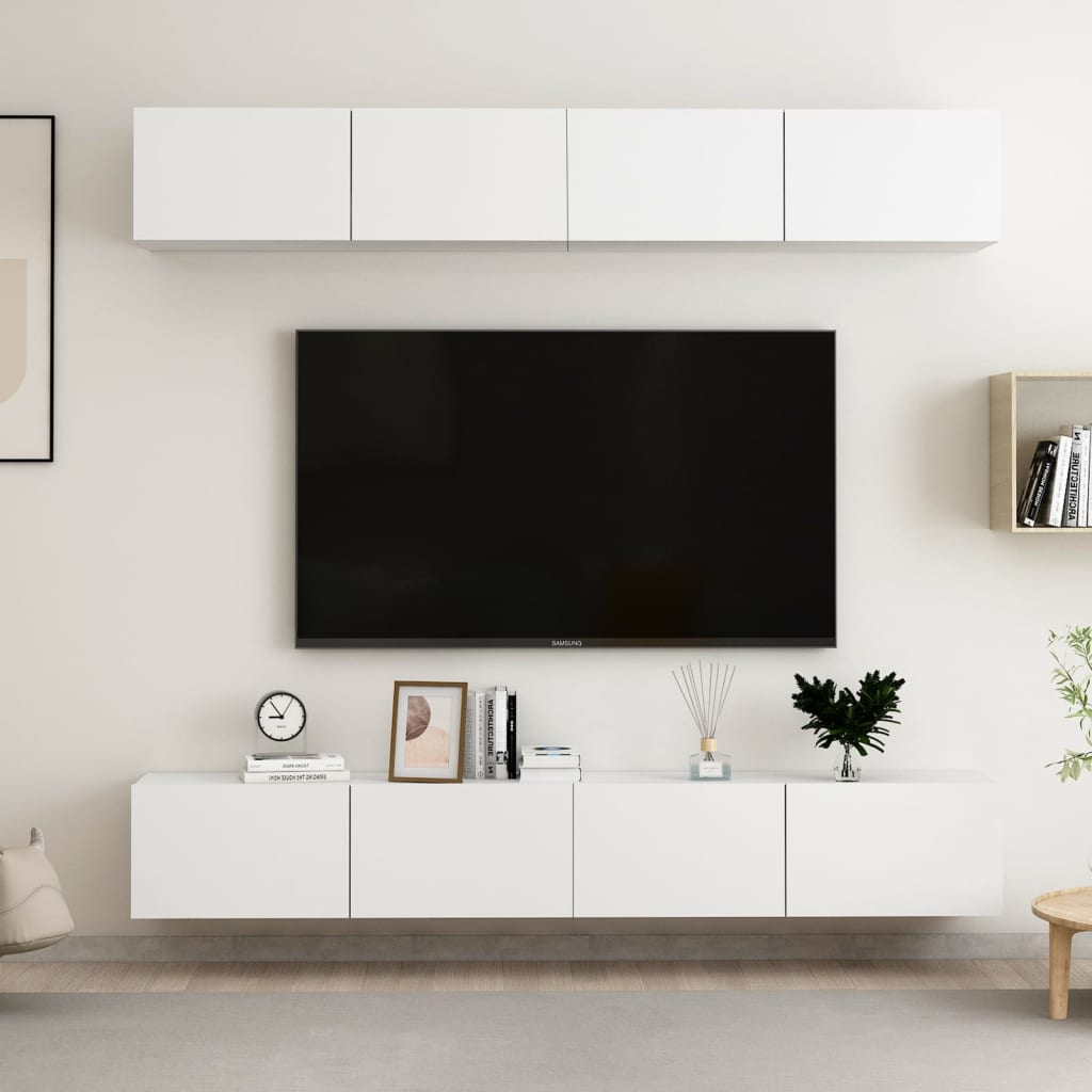 Meubles TV 4 pcs Blanc 100x30x30 cm Bois d'ingénierie - XIOS