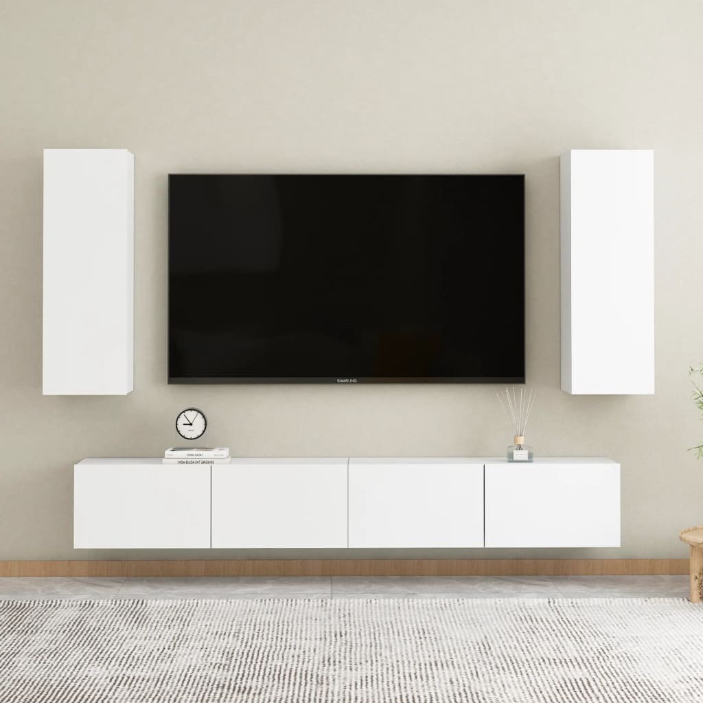 Ensemble de meubles TV 4 pcs Blanc Bois d'ingénierie - XIOS