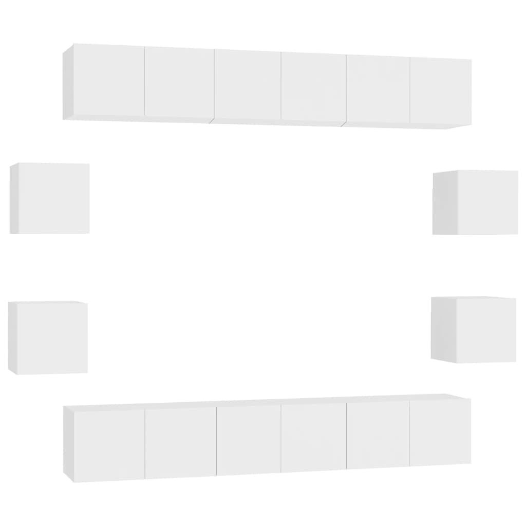 Ensemble de meubles TV 10 pcs Blanc Bois d'ingénierie - XIOS