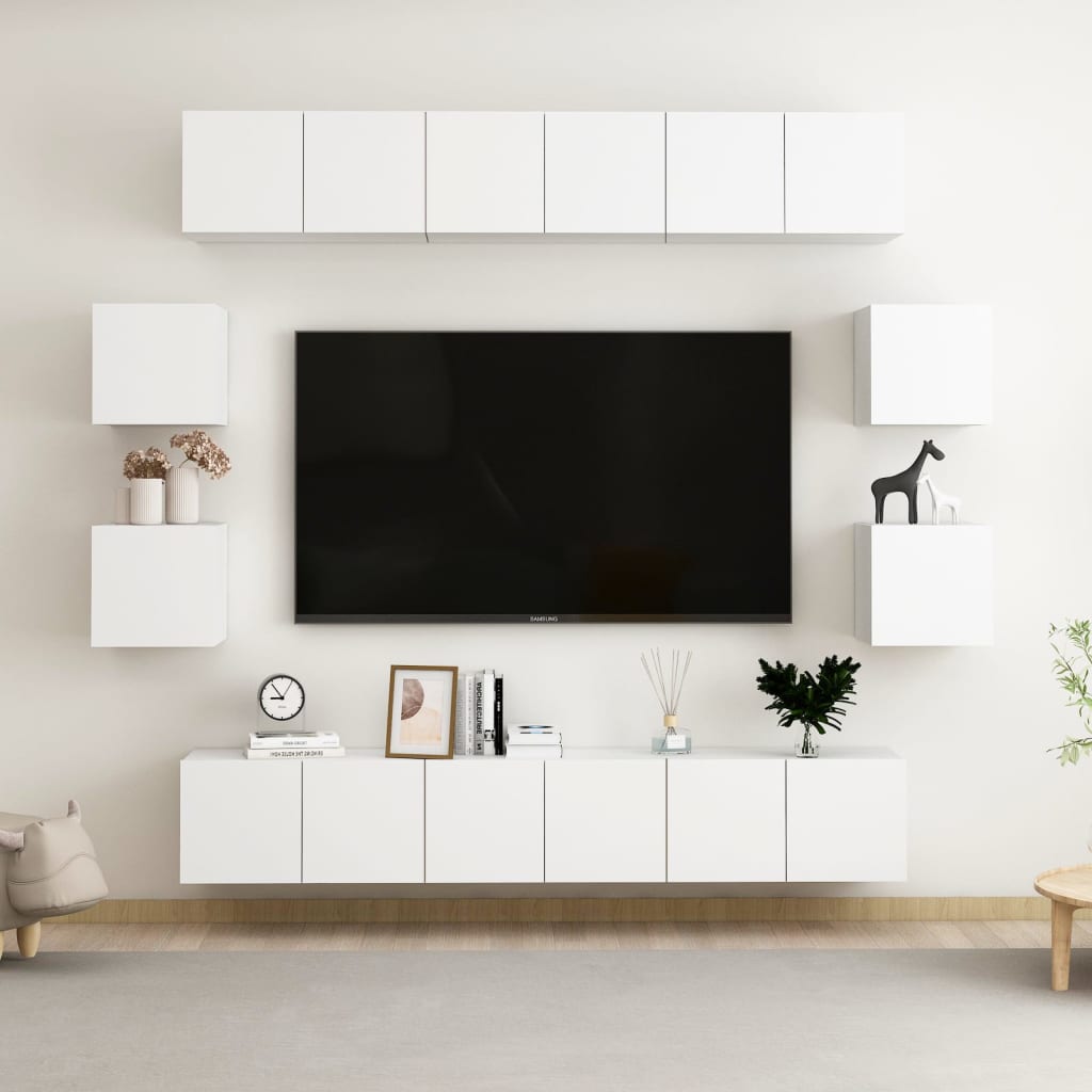 Ensemble de meubles TV 10 pcs Blanc Bois d'ingénierie - XIOS