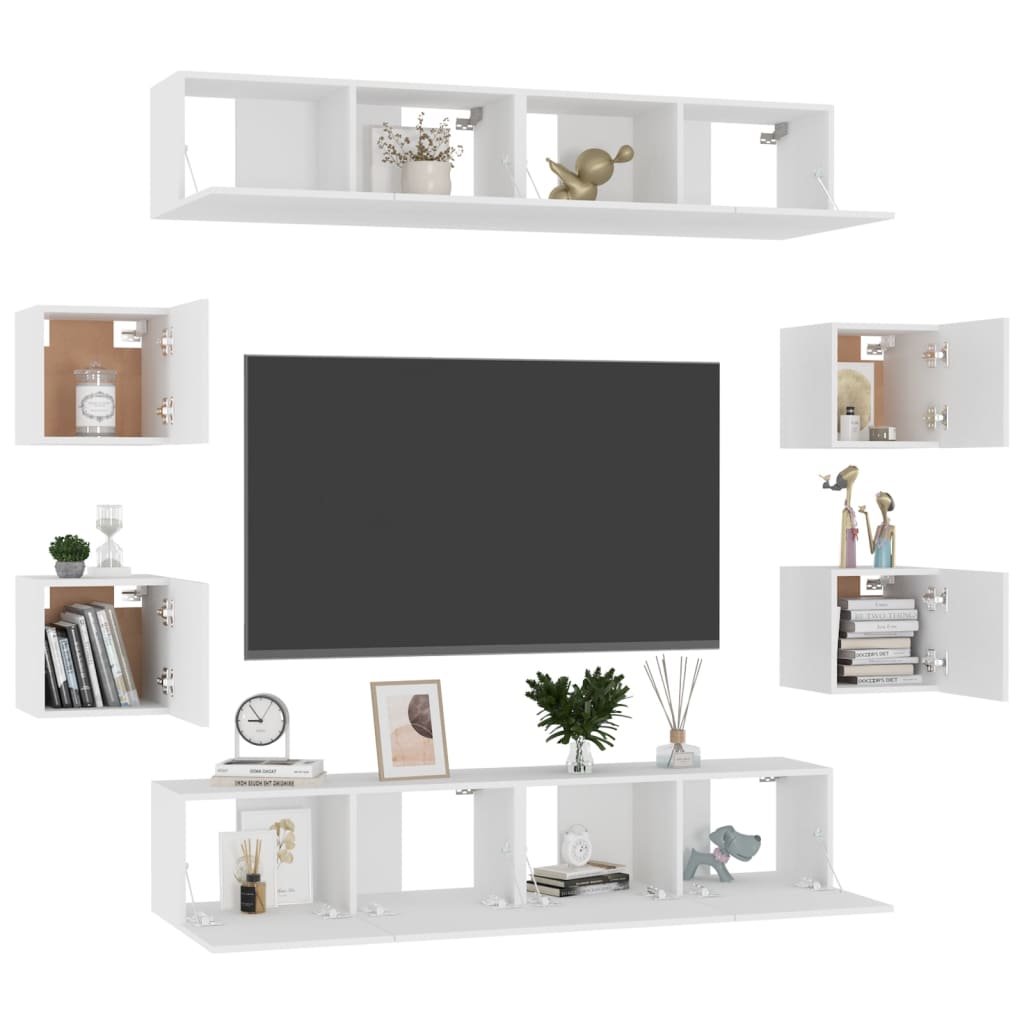 Ensemble de meubles TV 8 pcs Blanc Bois d'ingénierie - XIOS