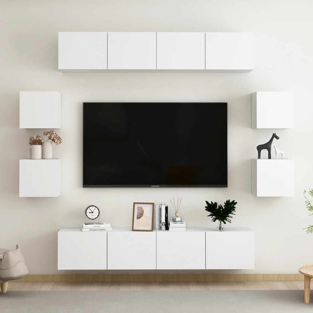 Ensemble de meubles TV 8 pcs Blanc Bois d'ingénierie - XIOS
