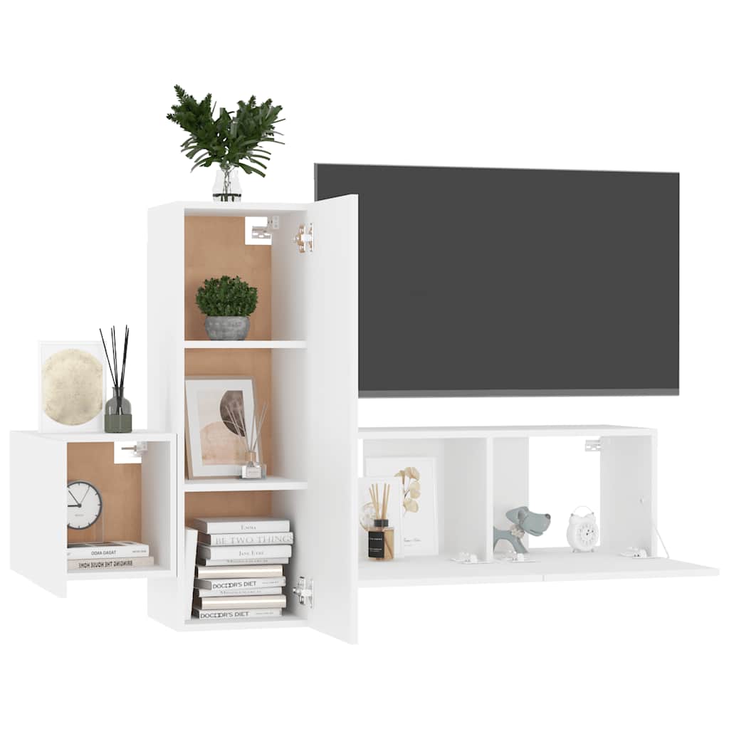 Ensemble de meubles TV 3 pcs Blanc Bois d'ingénierie - XIOS