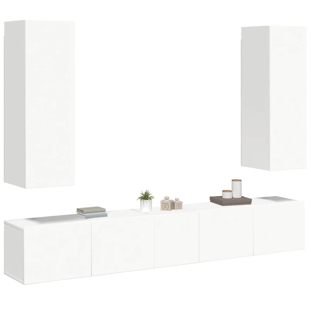 Ensemble de meubles TV 5 pcs Blanc Bois d'ingénierie - XIOS