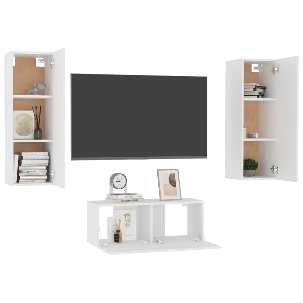 Ensemble de meubles TV 3 pcs Blanc Bois d'ingénierie - XIOS