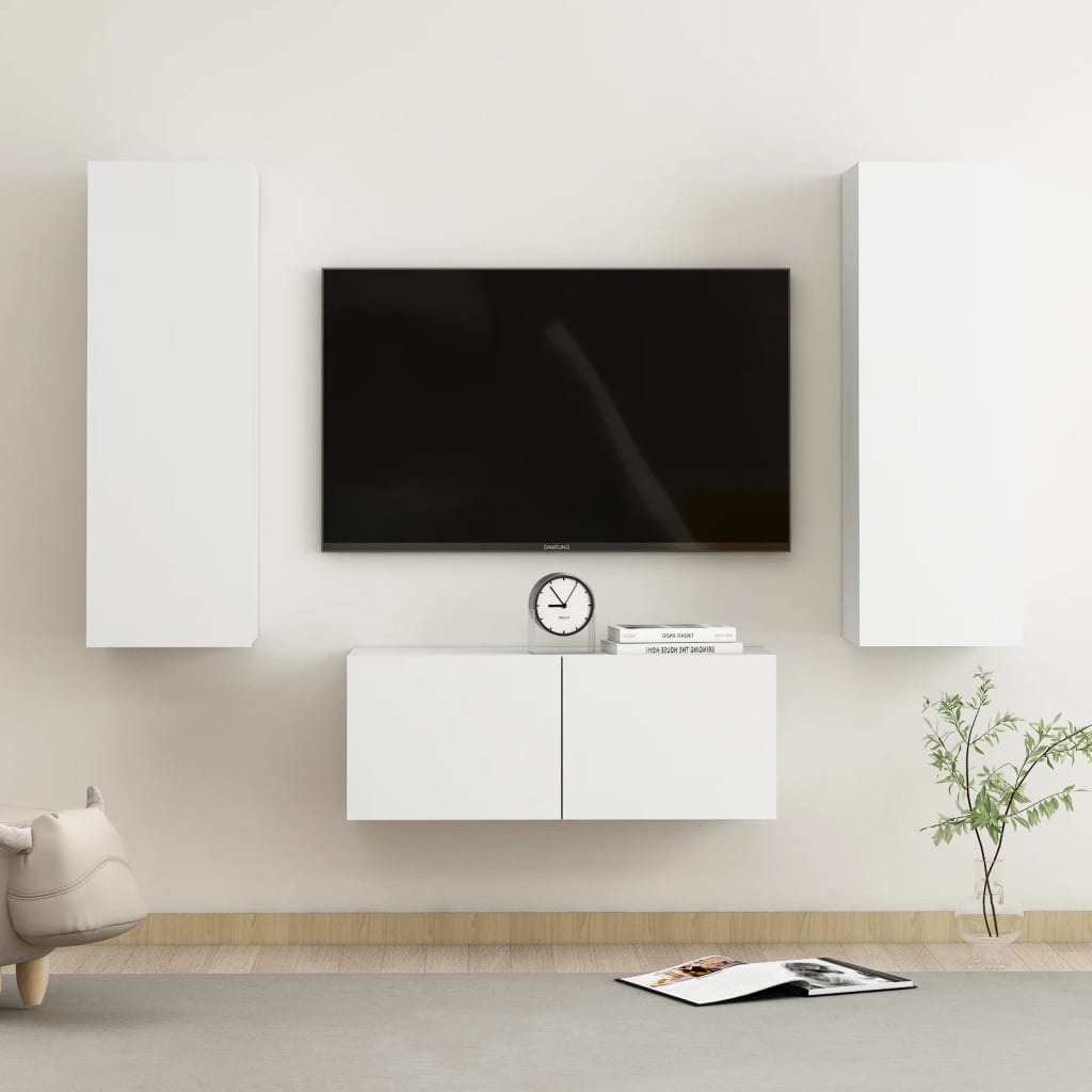 Ensemble de meubles TV 3 pcs Blanc Bois d'ingénierie - XIOS