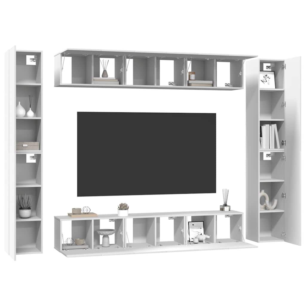 Ensemble de meubles TV 10 pcs Blanc Bois d'ingénierie - XIOS
