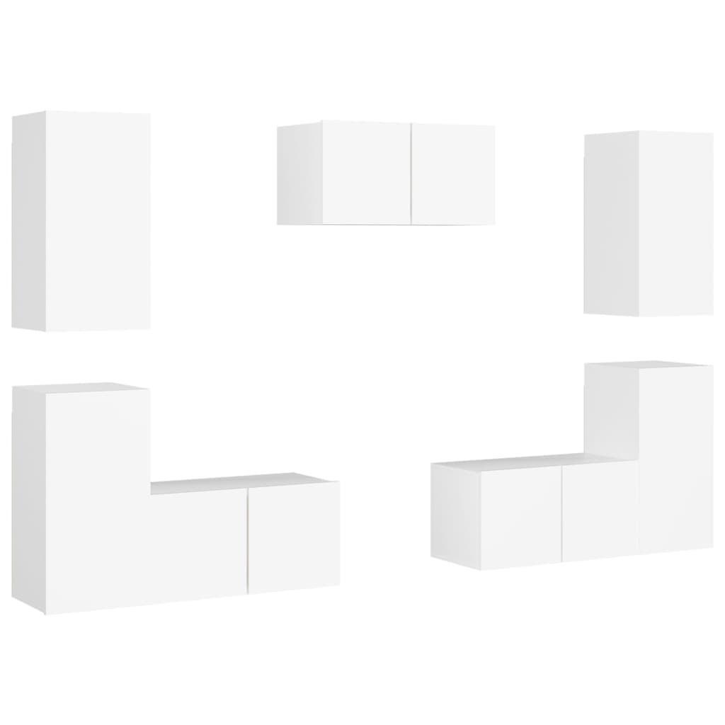 Ensemble de meubles TV 7 pcs Blanc Bois d'ingénierie - XIOS