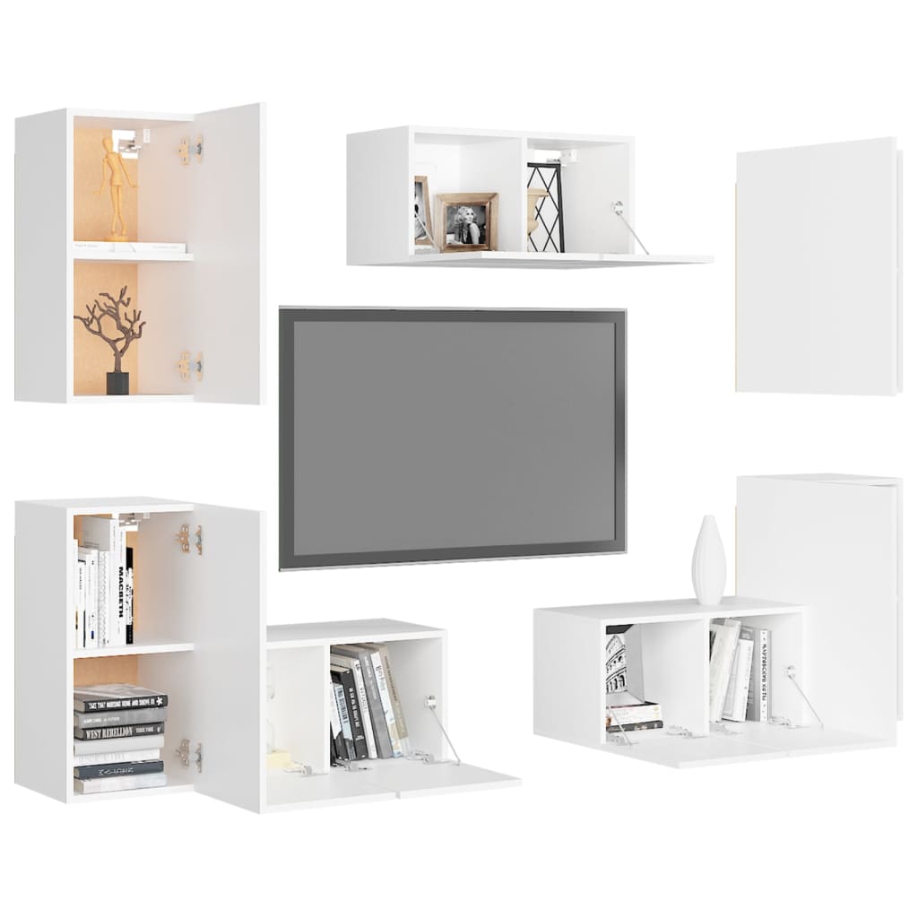 Ensemble de meubles TV 7 pcs Blanc Bois d'ingénierie - XIOS